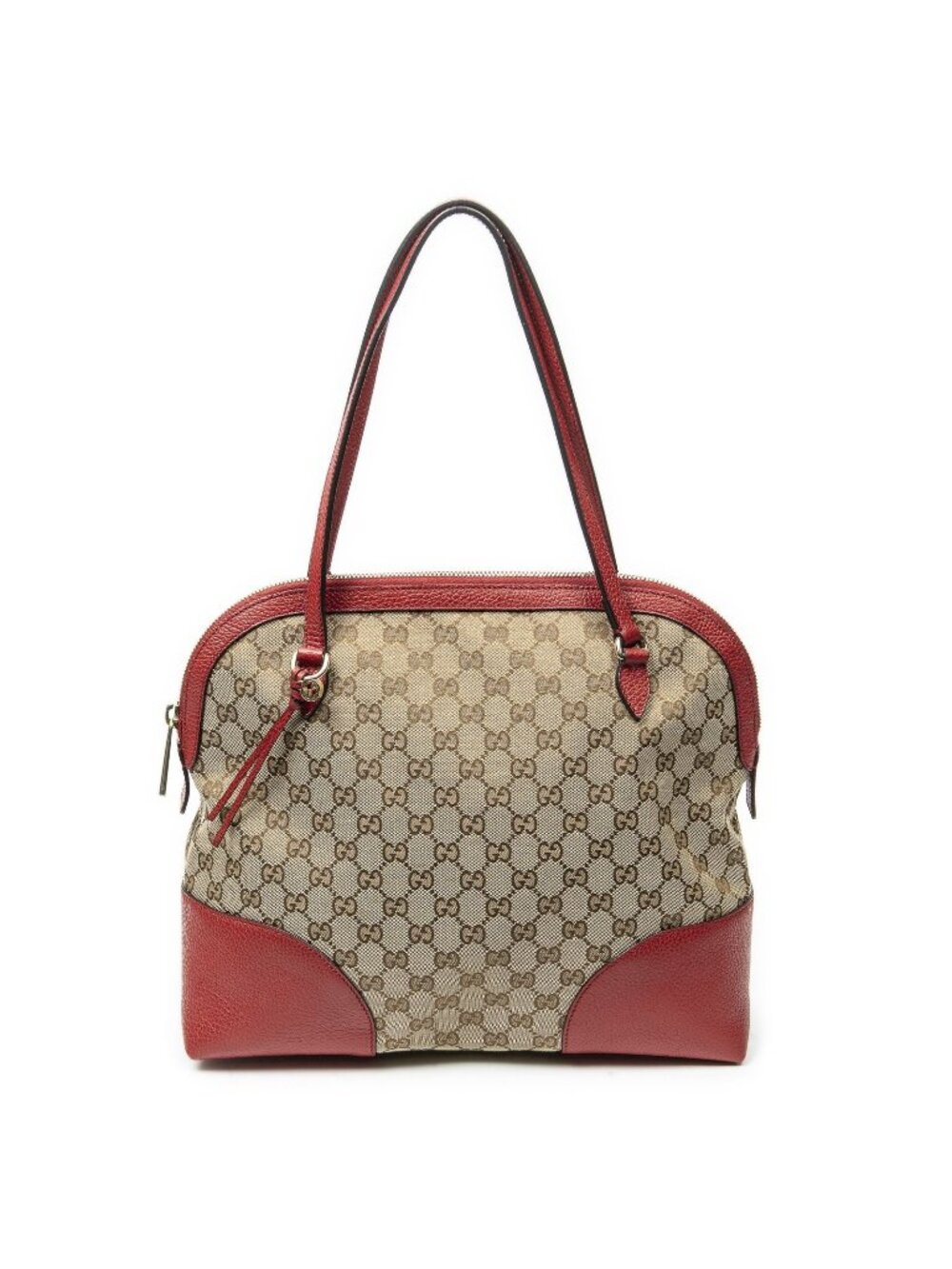 Gucci Medium Bree Dome Tote Beige Red GG Canvas